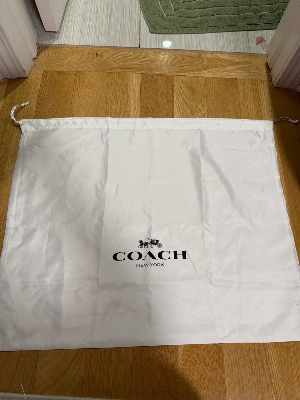 Coach big White Drawstring Dust Bag with Black Logo